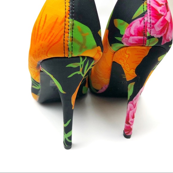 Sz11 Flower Floral Stiletto Sock Ankle Bootie - Picture 6 of 8